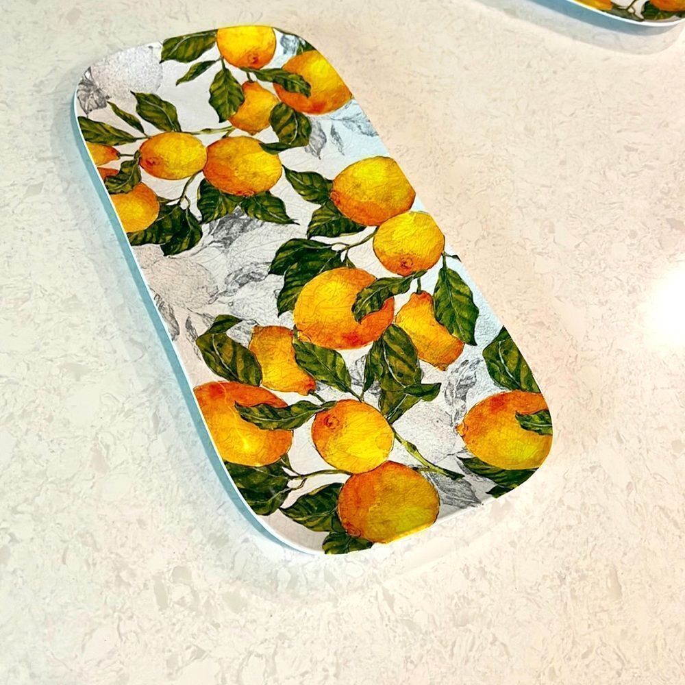 NICOLE MILLER MELAMINE LEMON PLATTER TRAY. New. 15”l X 7”h